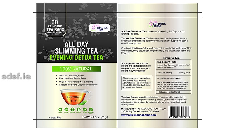 All Day Slimming Tea contains plant-based ingredients for gentle digestion and mild daily support.